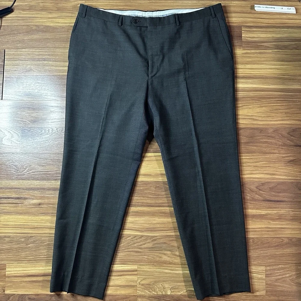 Lot of 2 Canali Dress Pants Mens 42x29 Blue/Brown Wool Pleated Made in Italy